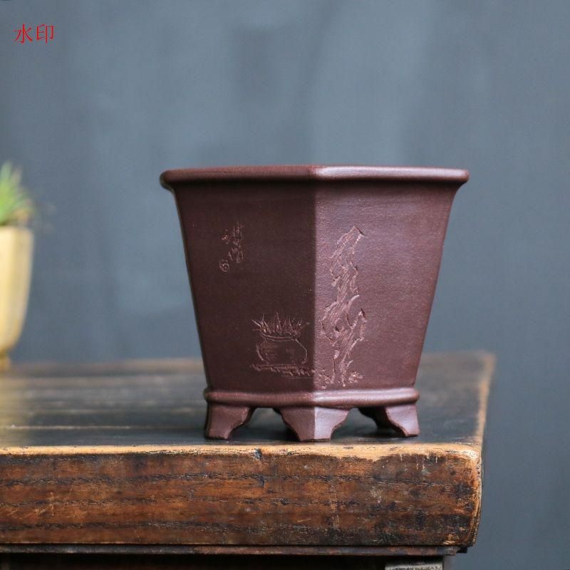 六方鉢 多肉植物鉢 紫砂の鉢盆栽鉢 植木鉢 小品盆栽鉢 大品盆栽鉢