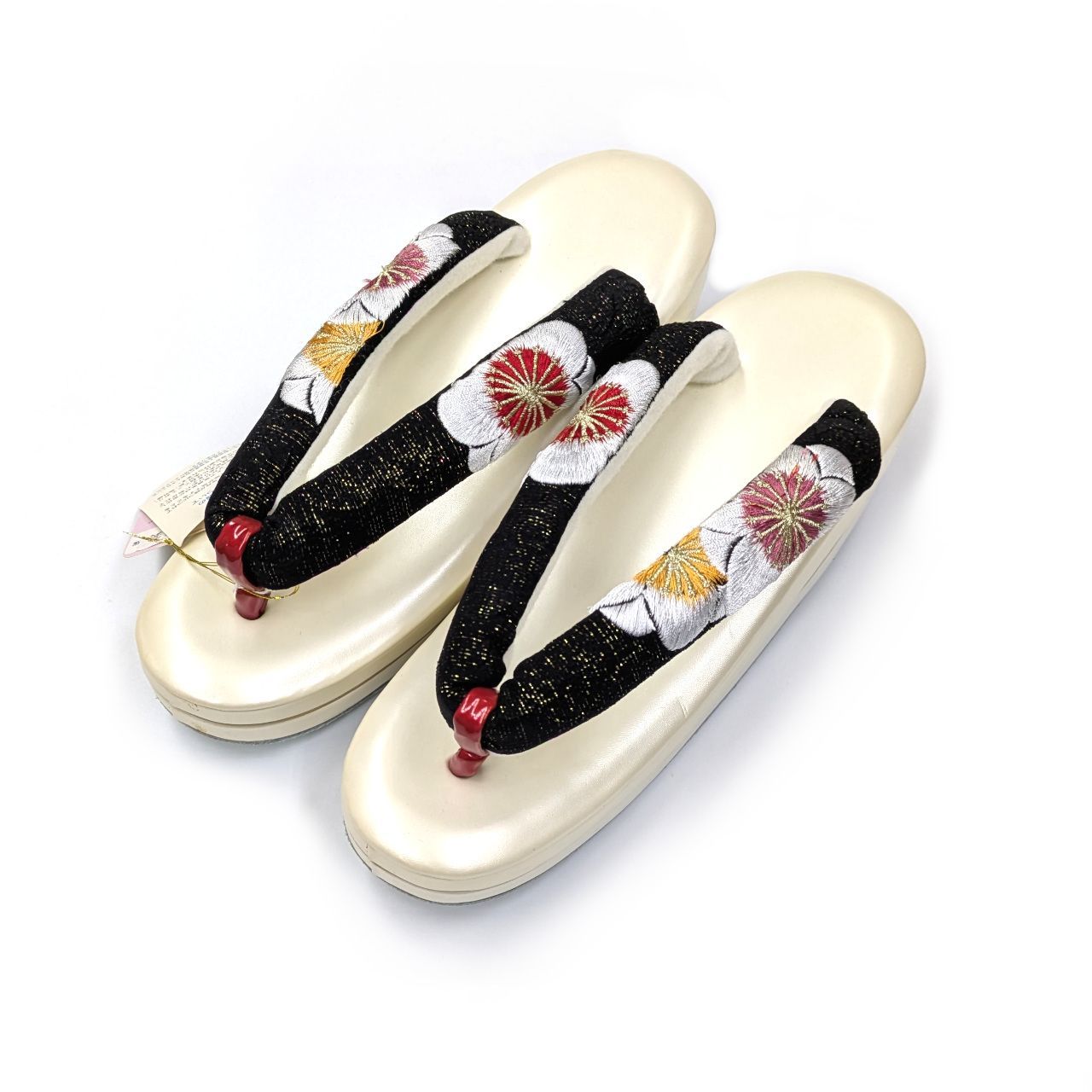新品 訳あり品 振袖 刺繍 鼻緒 白 黒 草履 日本製 袴 卒業袴 ぞうり 成人式 卒業式