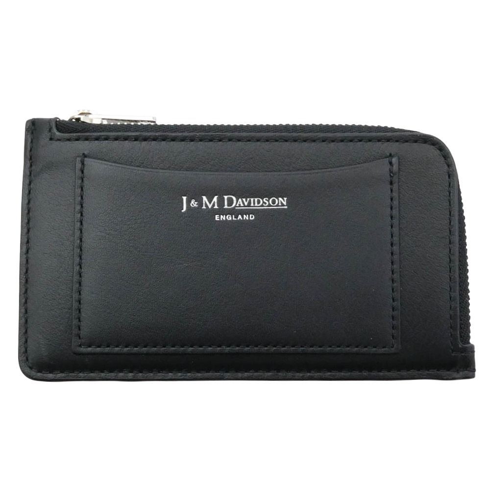 J&M Davidson ジェイアンドエムデヴィッドソン ロゴ レザー カードケース コインケース ブラック系【美品】【中古】