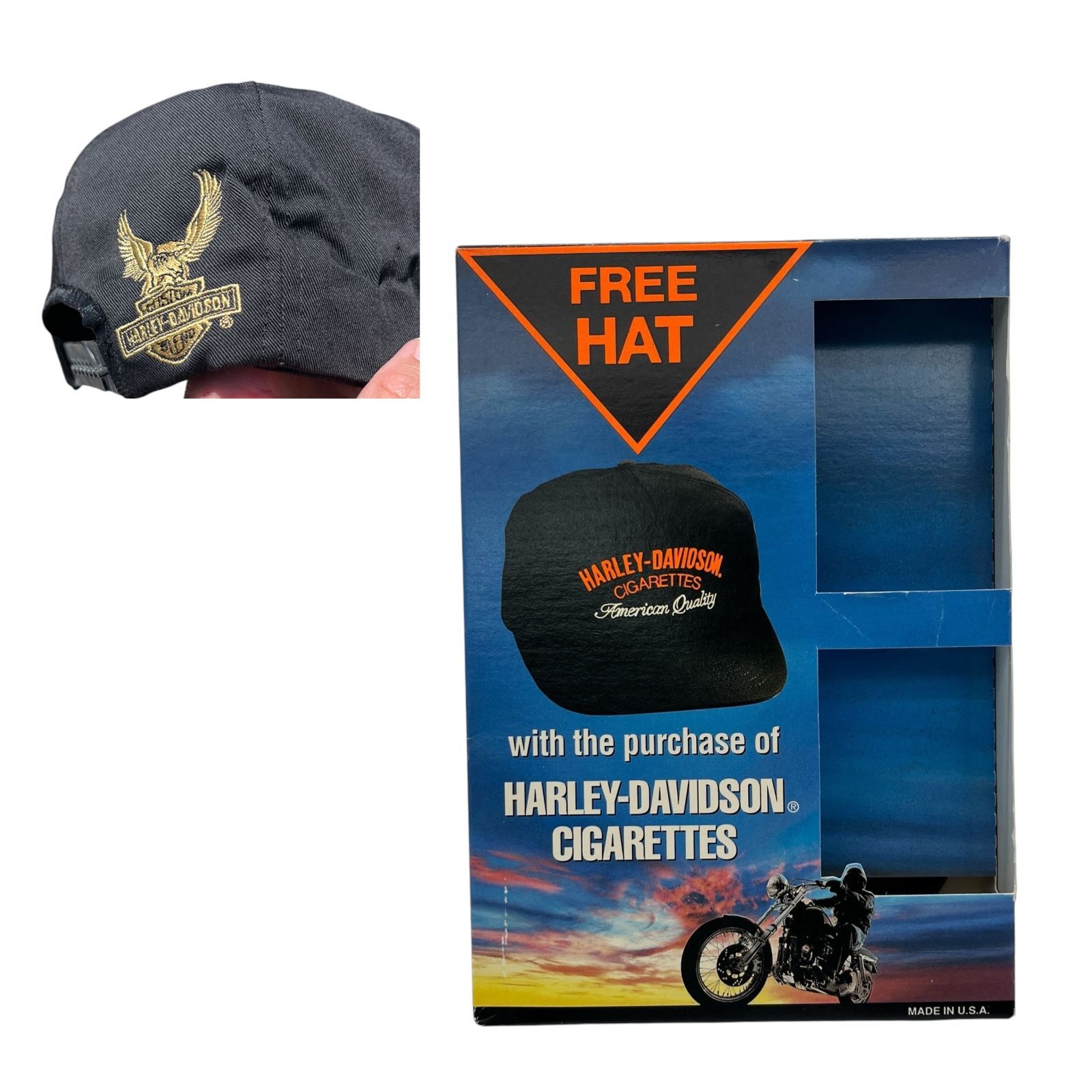 【キャップ/帽子】激レア 箱入り 未開封 80-90s Harley Davidson (ハーレーダビッドソン) ビンテージ キャップ プロモーション 販促品