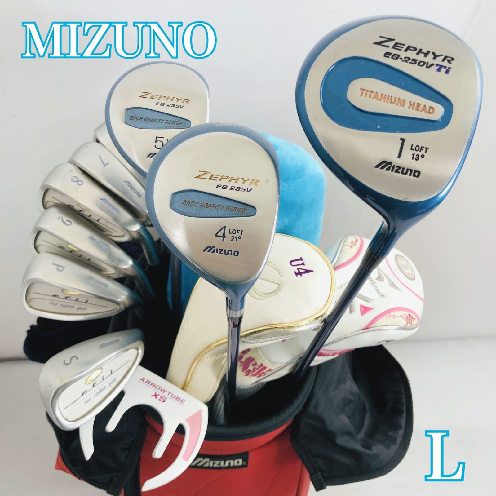 T785 ミズノ ゴルフクラブ レディース セット Zephyr 白 青 初心者 レディース MIZUNO ミズノ ZEPHYR ゼファー ゴルフクラブセット ゴルフ