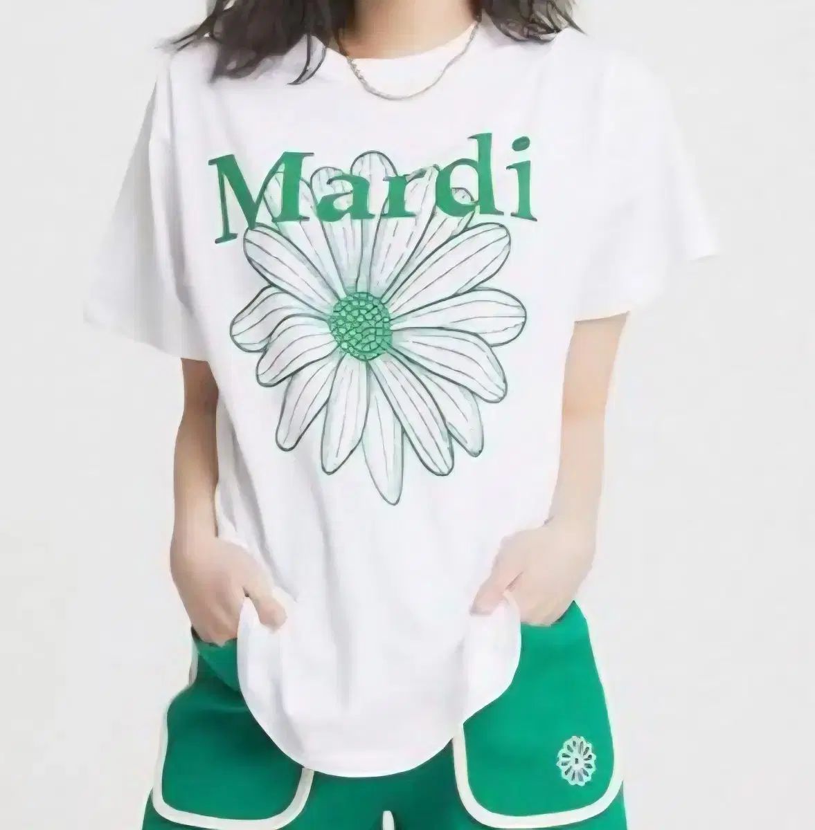 新品 マルディメクルディ 半袖 Tシャツ (白 グリーン)