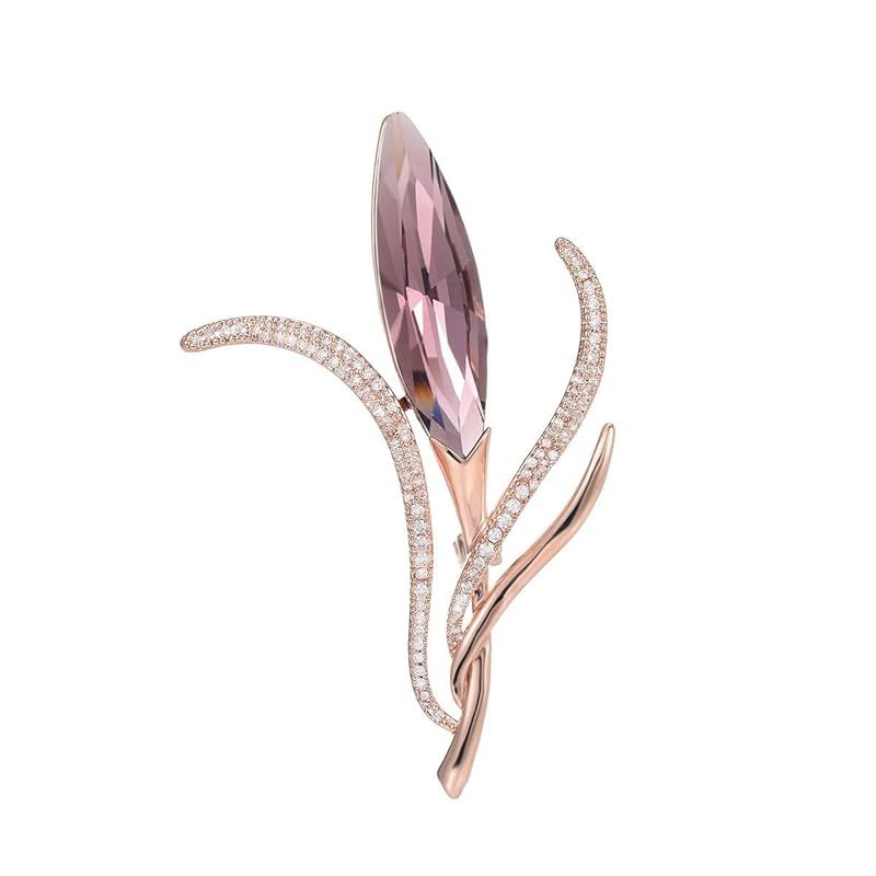 【新品】 クリスタルチューリップの花ブローチ 高級ジルコン花モチーフコサージュ女性用アクセサリー キラキラなダイモンド花胸飾り 入学式卒業式結婚式冠婚葬祭 お誕生日記念日母の日クリスマスなど女性母への贈り物 (紫クリスタル) 0