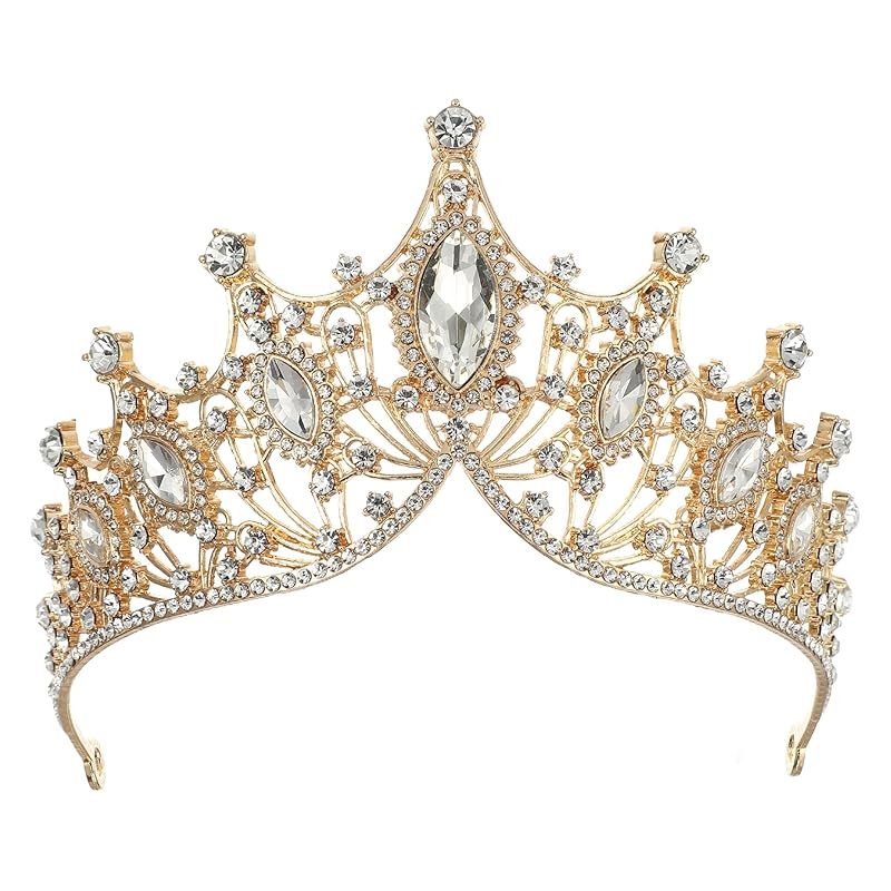 【新品】 VOCOSTE ティアラ 王冠 髪飾り おしゃれ 合金 カチューシャ ティアラ 大人 花嫁 結婚式 成人式 誕生日 イベント パーティー 写真用 金色 ホワイト 0