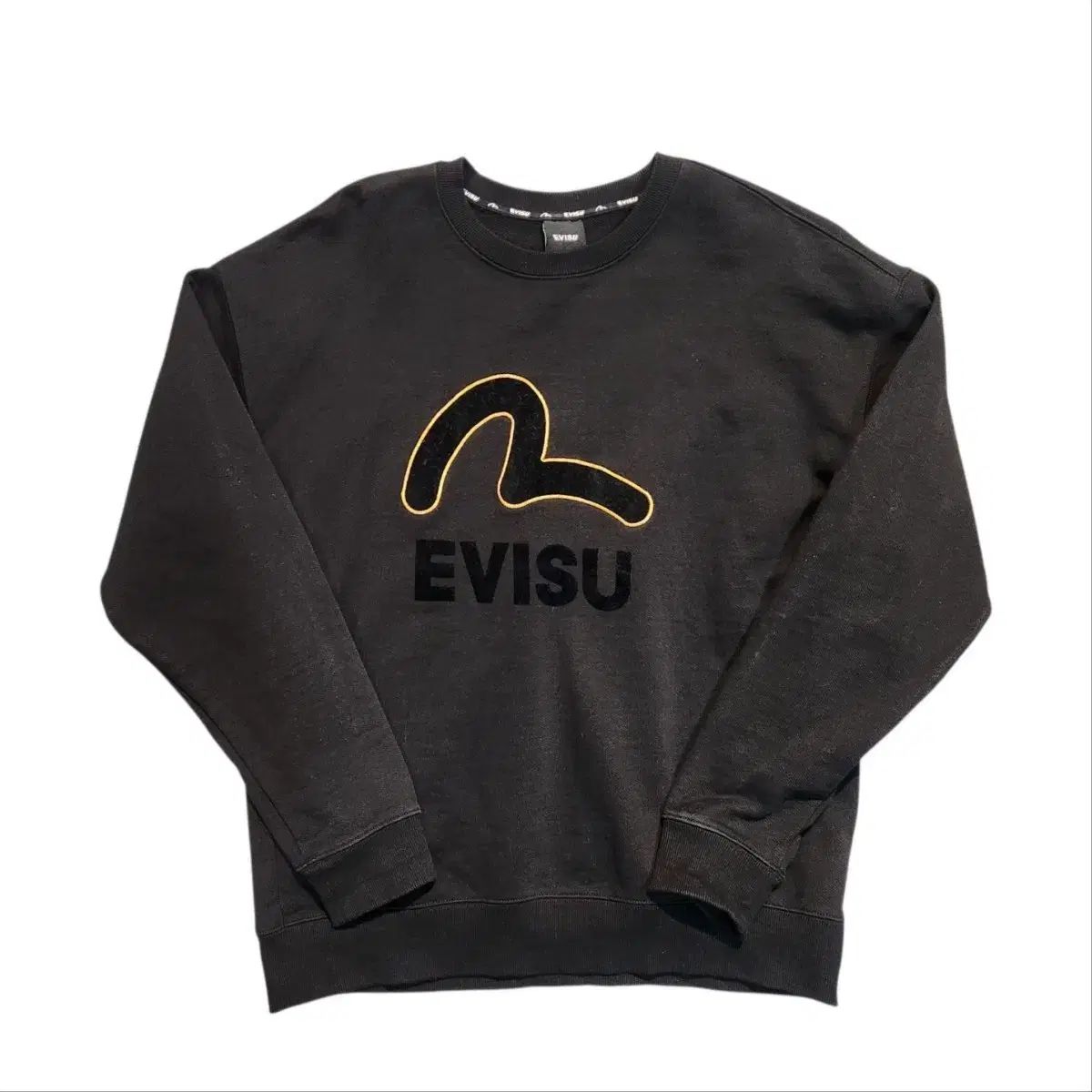 入手困難 韓国EVISU 刺繍 龍 ドラゴン ロゴ スウェットブラック 