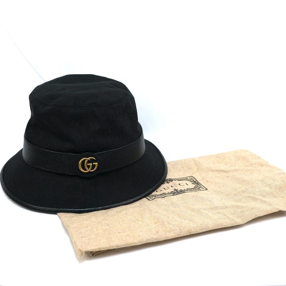 GUCCI グッチ GGキャンバス レザートリム バケットハット ブラック Mサイズ（58cm）5765874HG53 新品未使用