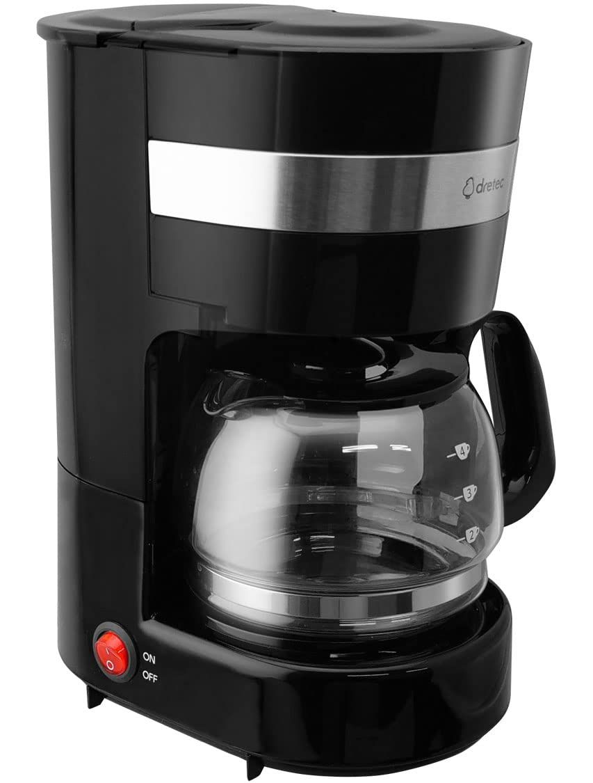 ドリテック(dretec) dretec コーヒーメーカー 全自動 ドリップ式 一人用 小さい 4杯 0.65L 濃さ2段階調整 ガラスサーバー CM-101 ブラックk2-677