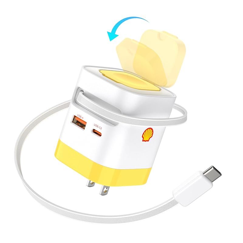 【新品】 Shell 巻き取り式 充電器 for アップルウォッチ 65W 伸縮式Type-Cケーブル内蔵 4台同時充電 GaNIII技術 超低温 折りたたみ式プラグ PSE技術基準適合 PD3.0/QC4.0/PPS等規格対応 AppleWatch SE 0
