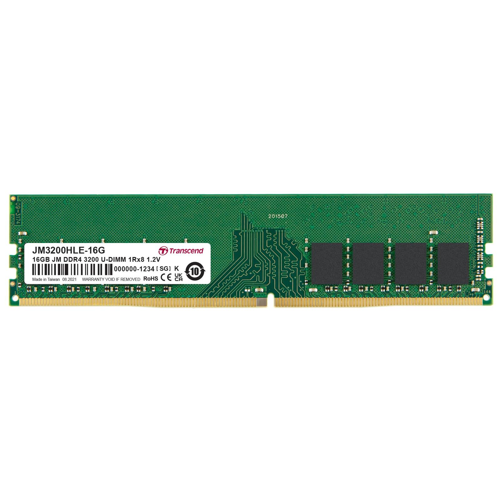 トランセンドジャパン Transcend デスクトップPC用メモリ PC4-25600(DDR4-3200) 16GB 1.2V 288pin U-DIMM 1Rx8 (2Gx8) CL22 無期限保 [4) 16GB x 1枚] [2) DDR4-3200]
