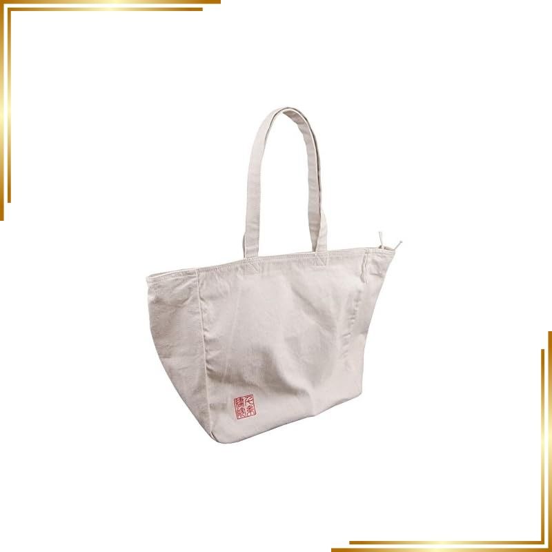 【新品】 (千糸繍院) インド綿厚手帆布ナチュラルトートバッグ(千糸繍院赤古印刺繍)
