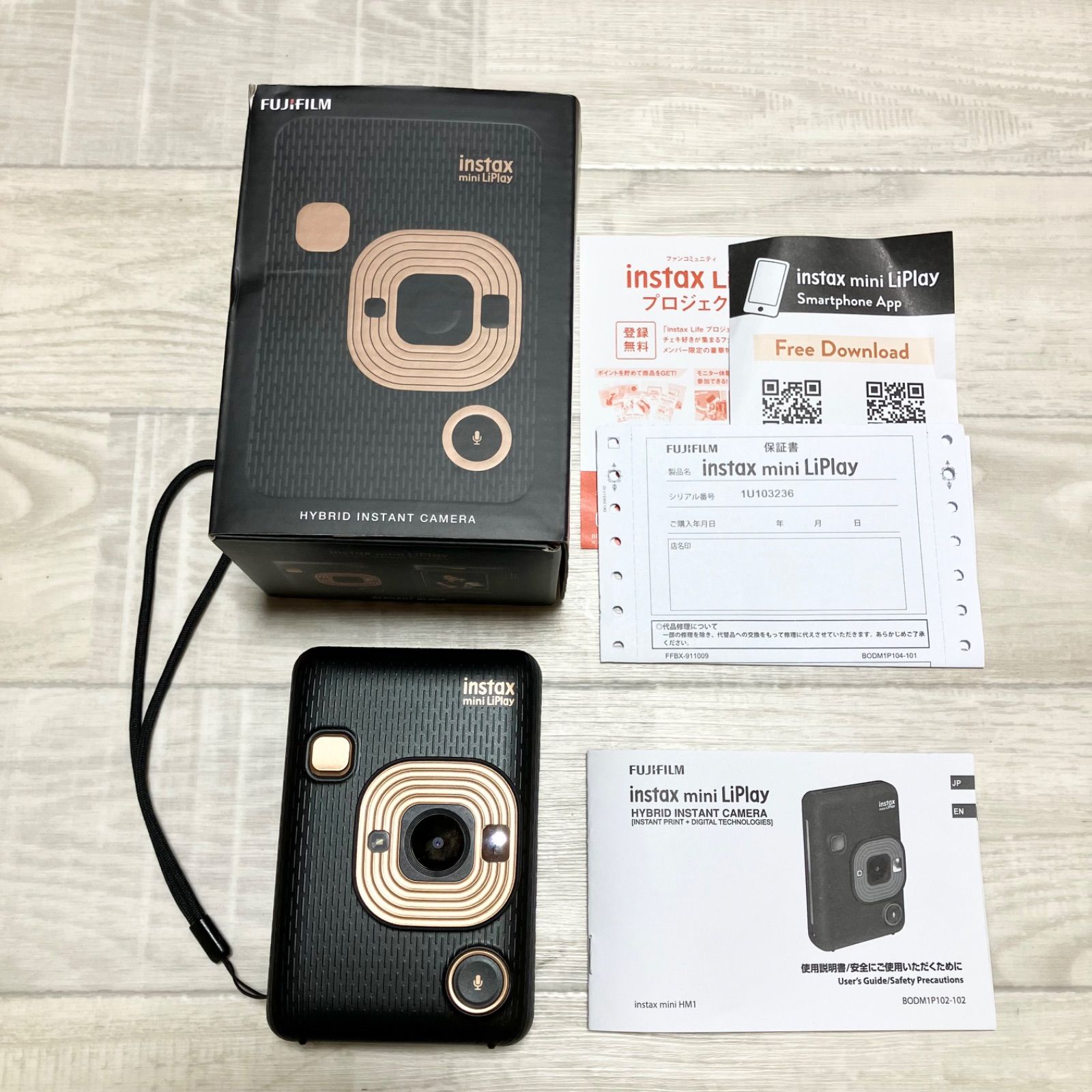美品　富士フイルム instax mini LiPlay インタックス　ミニ　リプレイ　エレガントブラック　外箱付き　ハイブリットインスタントカメラ