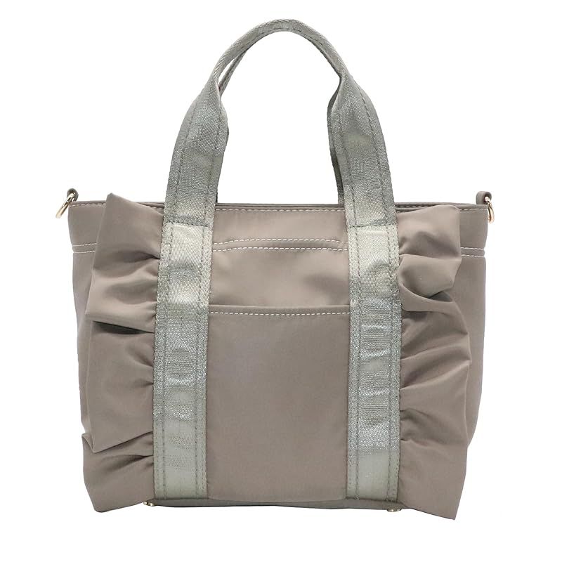 【新品】 [グッシオ イタリー] ナイロンフリルトートバッグ ２WAY ショルダー ハンドバッグ スクエア かわいい イベント レディース ファッション italy 121116 (GREIGE) 0