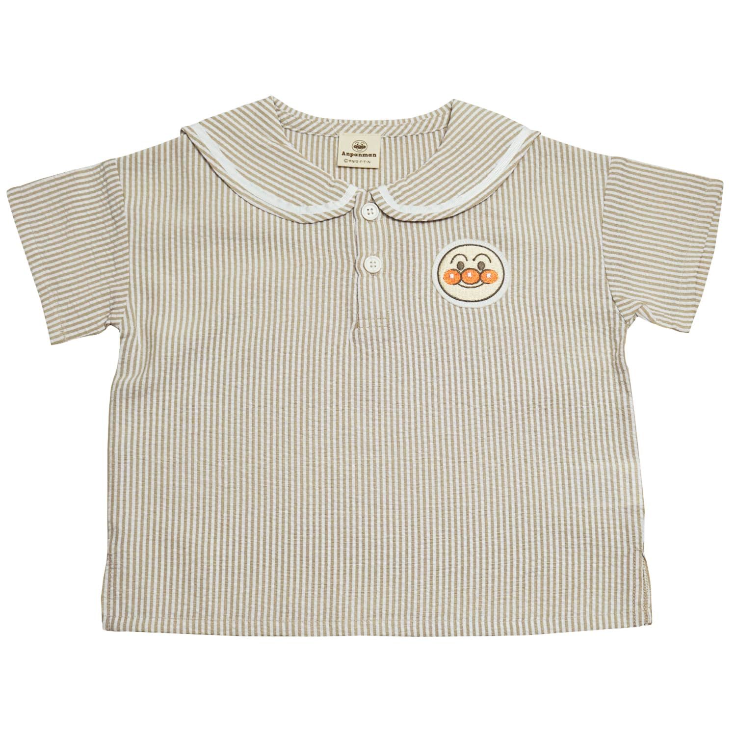 新品 [バンダイ] 2026年 夏物 アンパンマン シアサッカー セーラー衿 半袖Tシャツ Anpanman ベージュ◇100cm