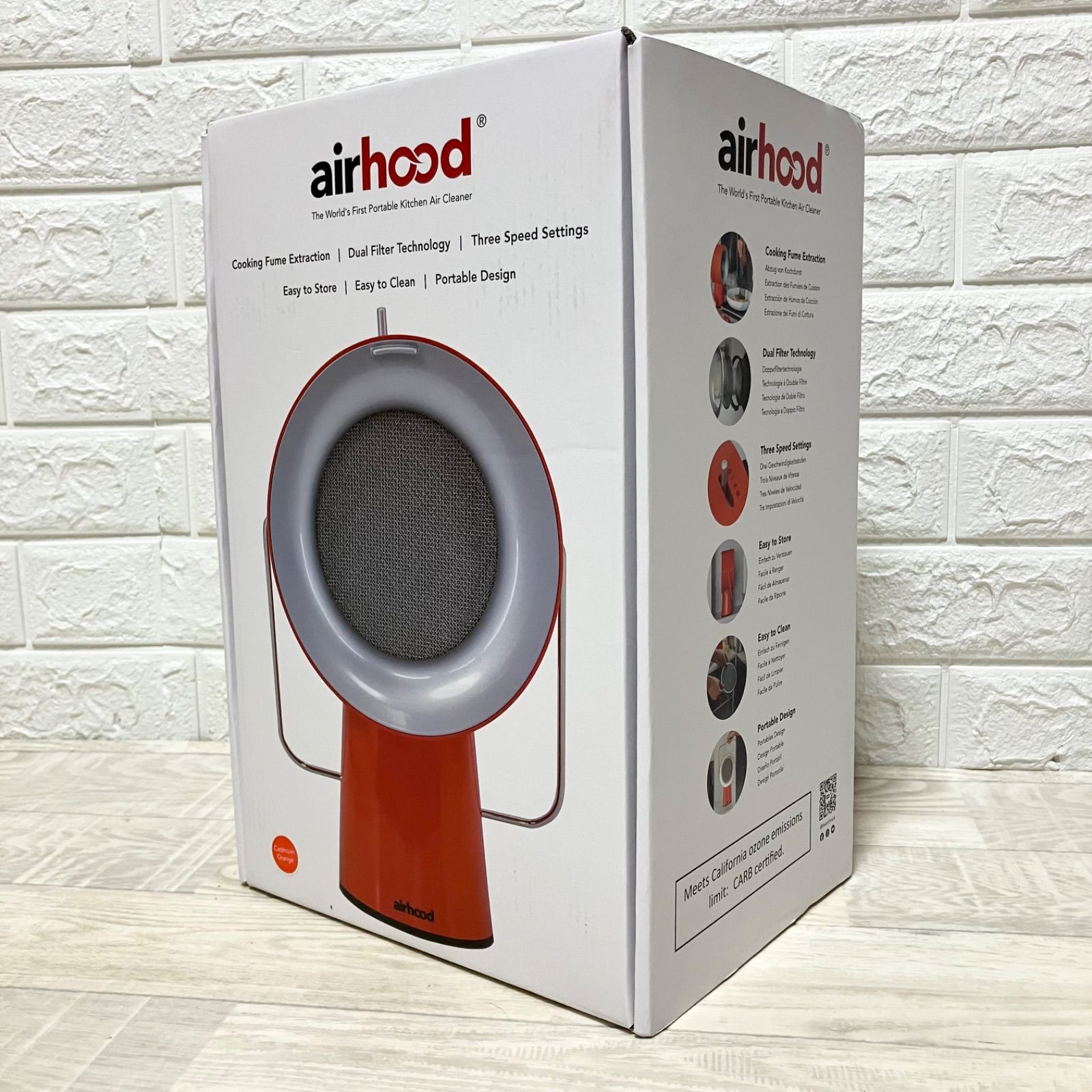 新品 AirHood エアフード 卓上レンジフード 卓上換気扇 換気扇 キッチン 持ち運び 煙 ニオイ 油取り ポータブル フィルター 食洗機対応 コンパクト おしゃれ オレンジ AH-01AJ 煙対策 室内