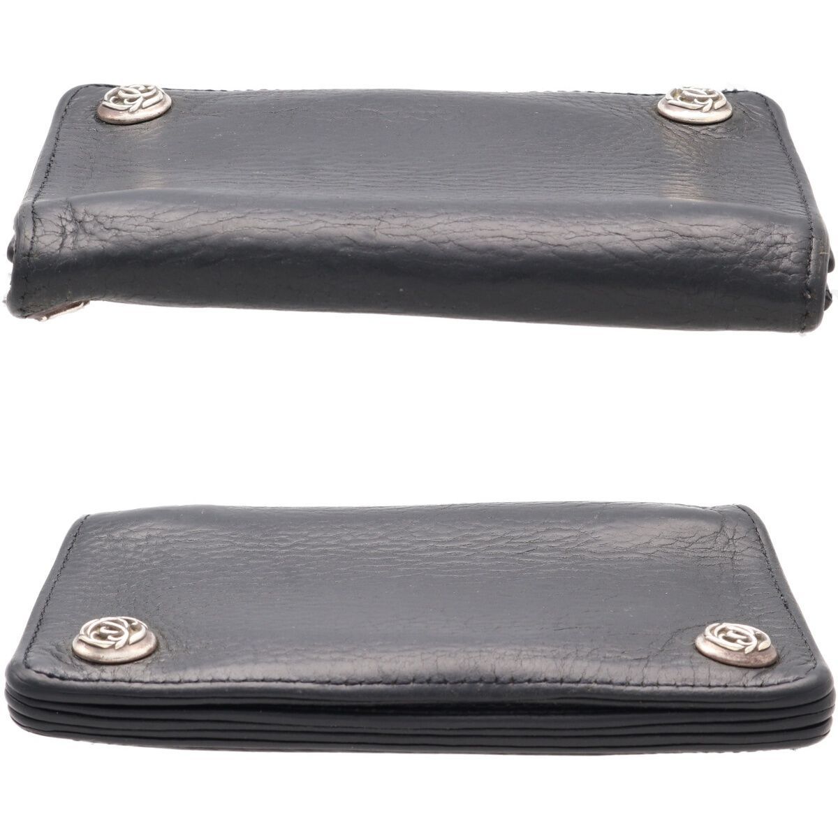 【中古】 CHROME HEARTS クロムハーツ 1ZIPウォレット フローラルボタン レザー SV925 ブラック シルバー 財布 26002460 RS 中古】 CHROME HEARTS クロムハーツ 1ZIPウォレット フローラルボタン