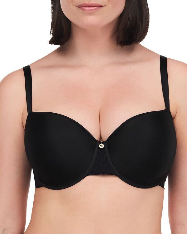 シャントル レディース アンダーウェア ブラジャー Tシャツ レース Chantelle Lucie Lace Demi Memory Foam Tshirt Bra Black ブラック