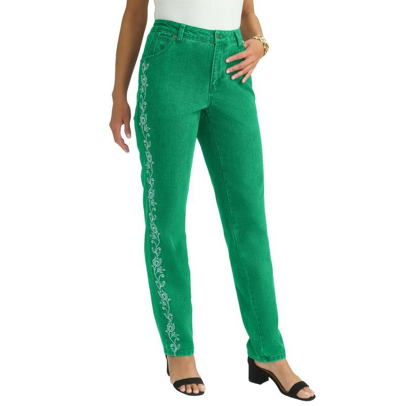 ジェシカロンドン レディース ボトムス デニムパンツ プラスサイズ コットン Jessica London Womens Plusize Classicotton Denim StraightLeg Jean Kelly Green グリーン