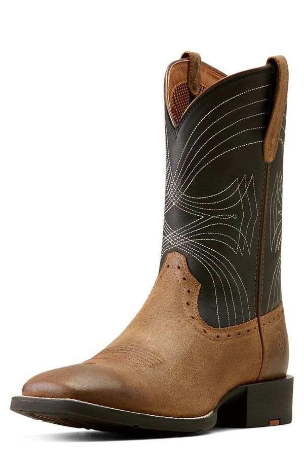 アリアト メンズ シューズ ブーツ・レインブーツ レザー Ariat Sport Leather Cowboy Boot Barley Brown Matte Black ブラック