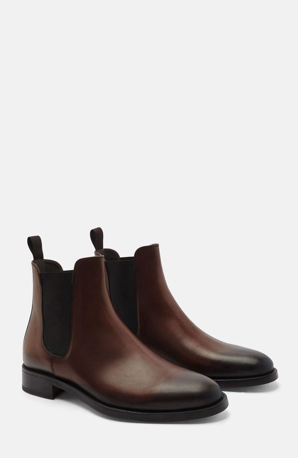 スカロッソ メンズ シューズ ブーツ・レインブーツ チェルシーブーツ チェルシー SCAROSSO Enzo Chelsea Boots Chestnut Calf