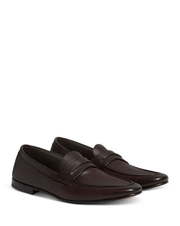 ゼニア メンズ シューズ スリッポン・ローファー レザー ローファー ZEGNA Natural Grain Leather Mocassin Loafers Dark Brown ブラウン