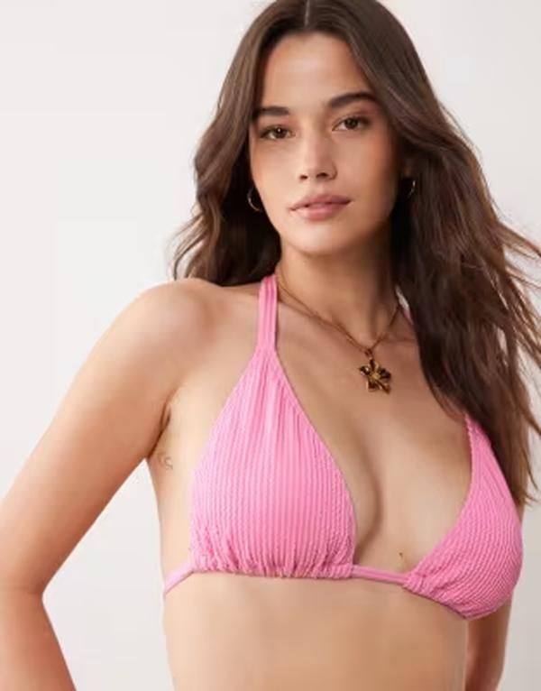 ピークボー レディース 水着 トップのみ Peek Beau crinkle triangle bikini topink ピンク