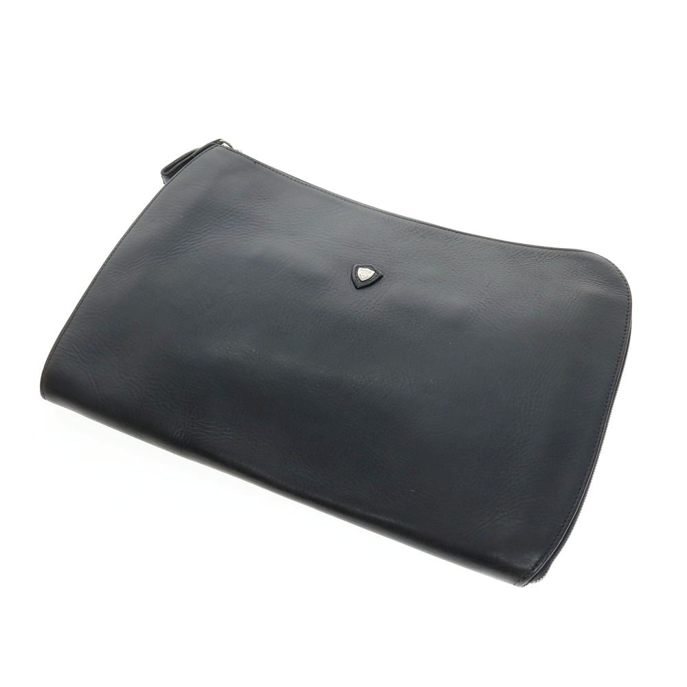 【中古】シャンボール セリエ CHAMBORD SELLIER レザー クラッチバッグ ネイビー【WxH26.5】【メンズ】