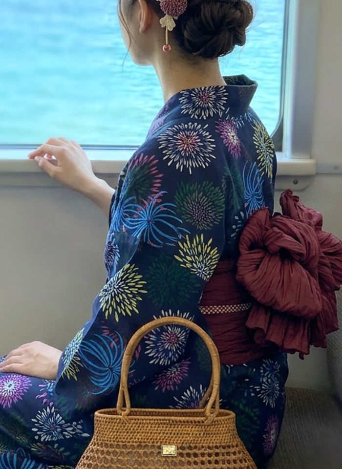★メガヒット商品！2026年販売開始！ 【L】彩り花火 簡単！1人で着れる ワンピース浴衣3点セット（ワンピース+上衣+兵児帯）浴衣 レディース 浴衣セット /大人ワンピース浴衣 大人 ワンピース浴衣 和服 和装 花火大会 夏祭り 盆踊り フリーサイズ