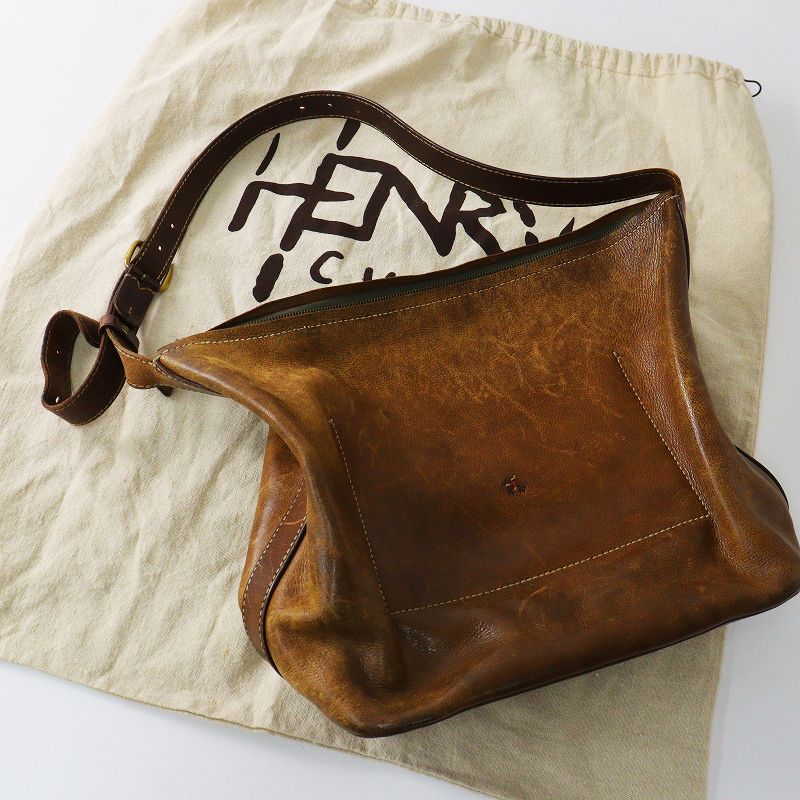 雰囲気抜群 アンリークイール HENRY CUIR 犬刺繍 CANE レザー