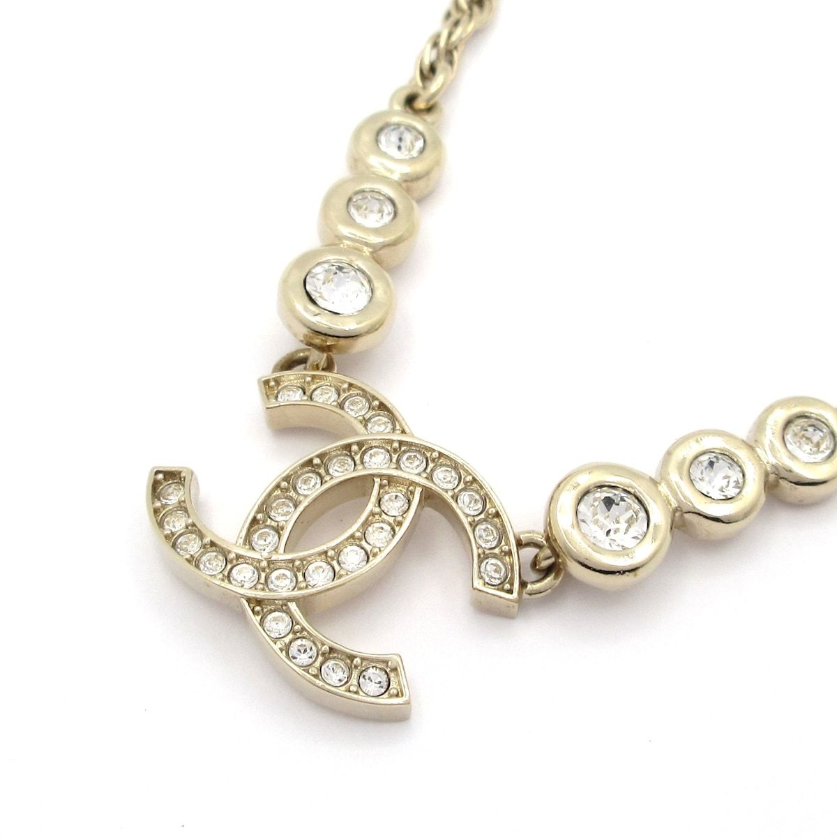 CHANEL(シャネル) ネックレス美品 ココマーク ABC175 B14706 ゴールド×クリア ココマーク/ラインストーン