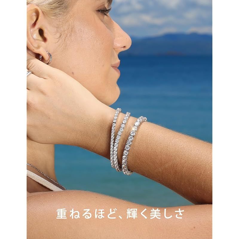 KRKC&CO モアッサナイト テニスブレスレット:2mm 計2.2カラット D 