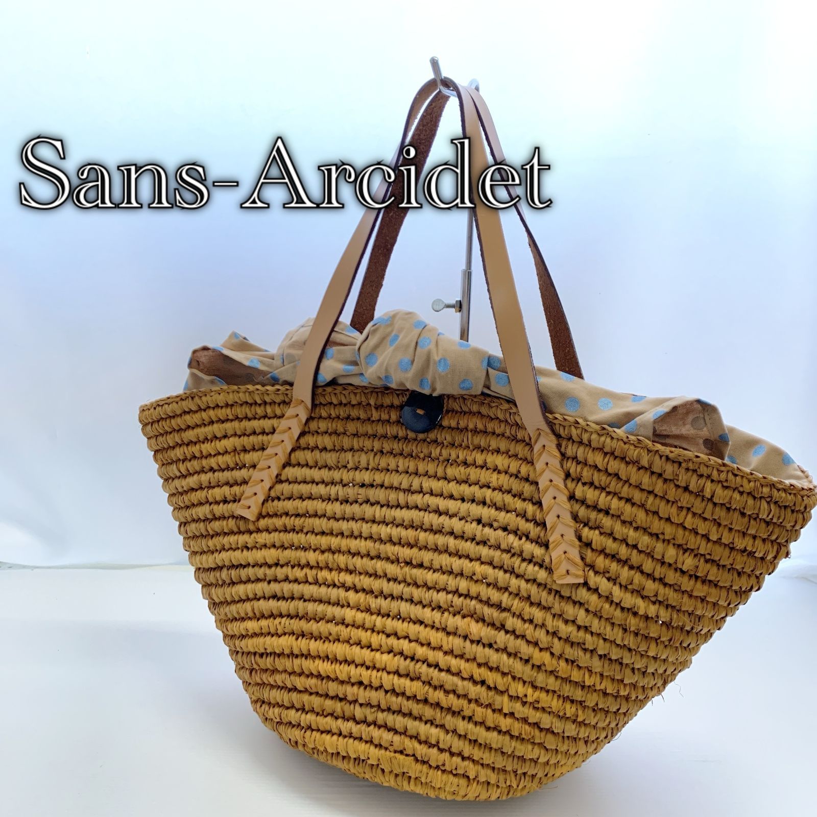 Sans Arcidet サンアルシデ カゴバッグ トートバッグ Cuir & Rafffia マダガスカル産 ラフィア フランス ブラウン レディース 鞄 _218067