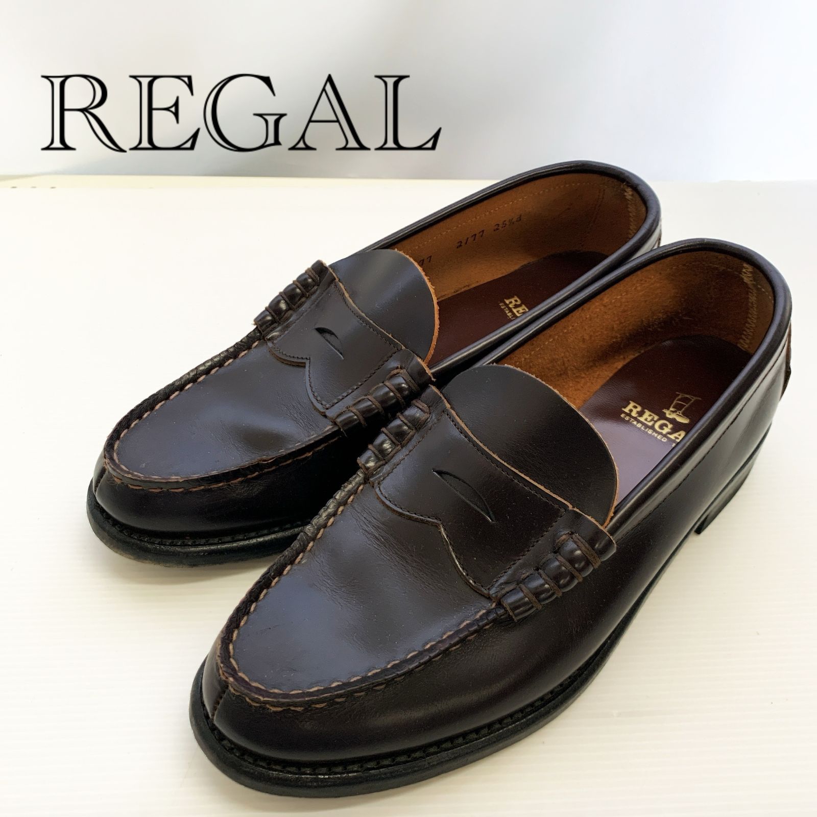 REGAL リーガル コインローファー 2177 革靴 25 1/2d ダークブラウン 箱無し メンズ 靴 _218068