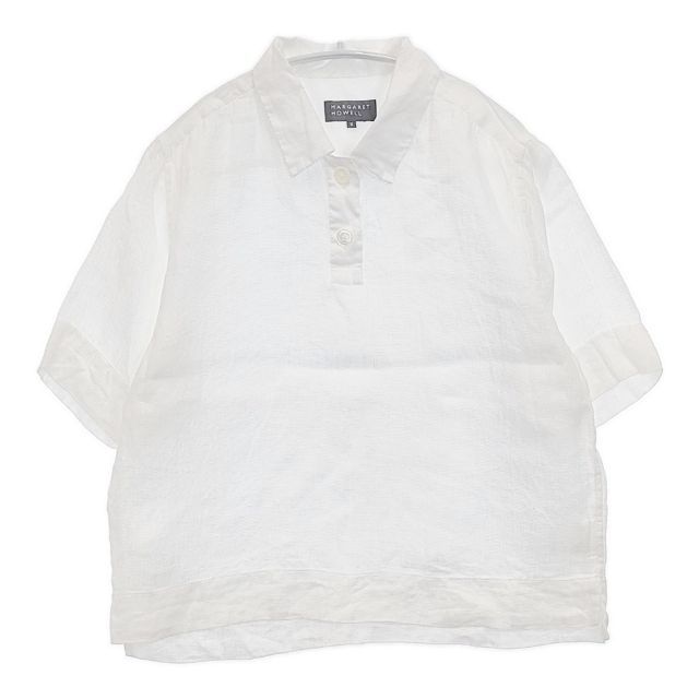 MARGARET HOWELL LINEN AIRTEX SHIRT プルオーバー 定価38500円 578-5152006 ブラウス シャツ 25SS ホワイト レディース マーガレットハウエル【中古】6-0422S∞