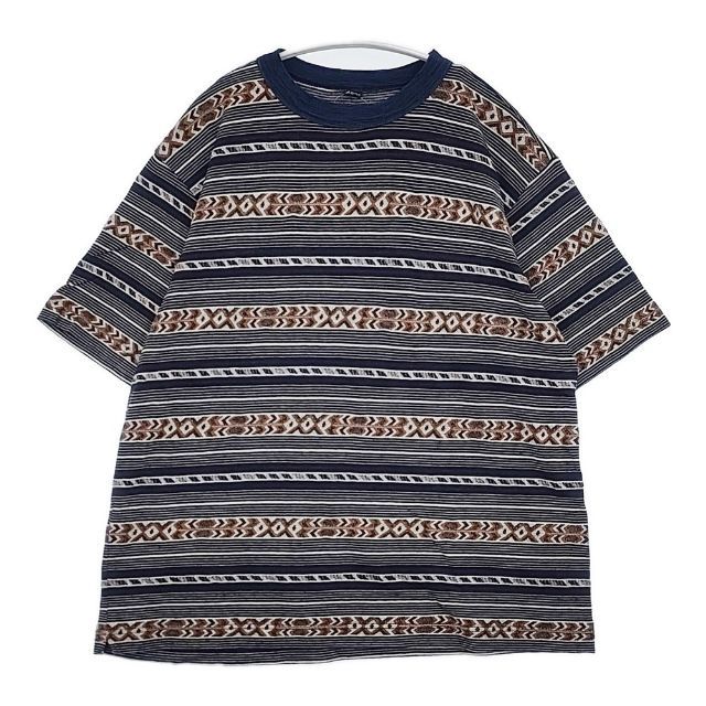 45R/45rpm ジャカードボーダーの908オーシャンTシャツ 定価30800円 半袖Ｔシャツ カットソー ネイビー ブラウン レディース フォーティーファイブアールピーエム【中古】6-0422S∞