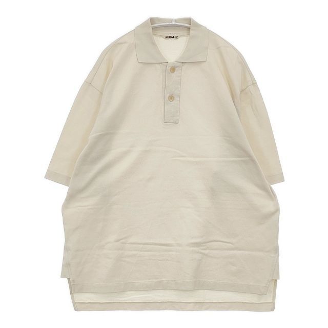 AURALEE SUPER FINE COTTON SALT SHRINK PIQUE BIG POLO A21SP01EX 半袖 ポロシャツ ベージュ メンズ オーラリー【中古】6-0422S∞