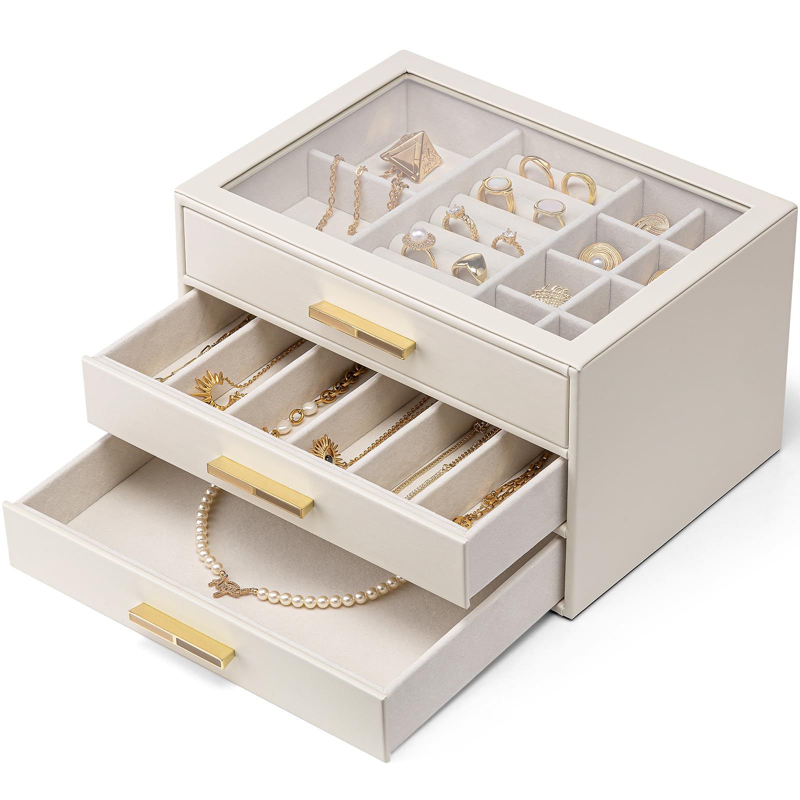 Vlando ジュエリーボックス 大容量 アクセサリーケース ジュエリー 収納 宝石箱 メイクボックス ピアス リング ネックレス イヤリング 小物入れ ボックス 引き出し ジュエリーバッグ レディース 彼女 女性 誕生日 記念日t 2b3922b7