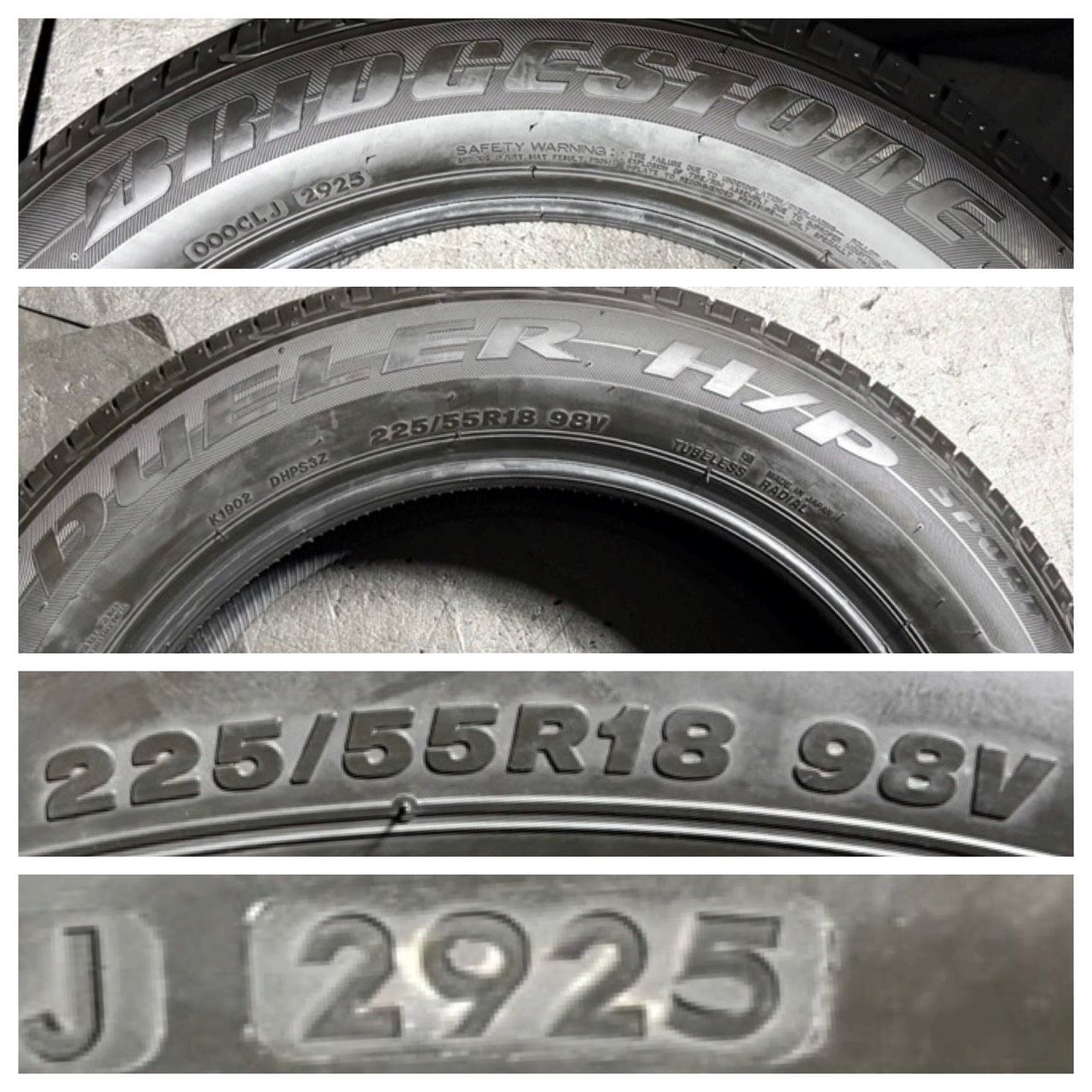 2025年製 約8～9.2分山 ブリヂストン BRIDGESTONE デューラー DUELER H 
