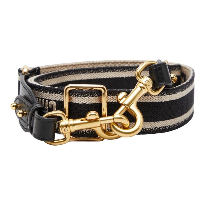 ディオール ショルダーストラップ ブラック ベージュ系 キャンバス レザー レディース Dior【1-0270599】
