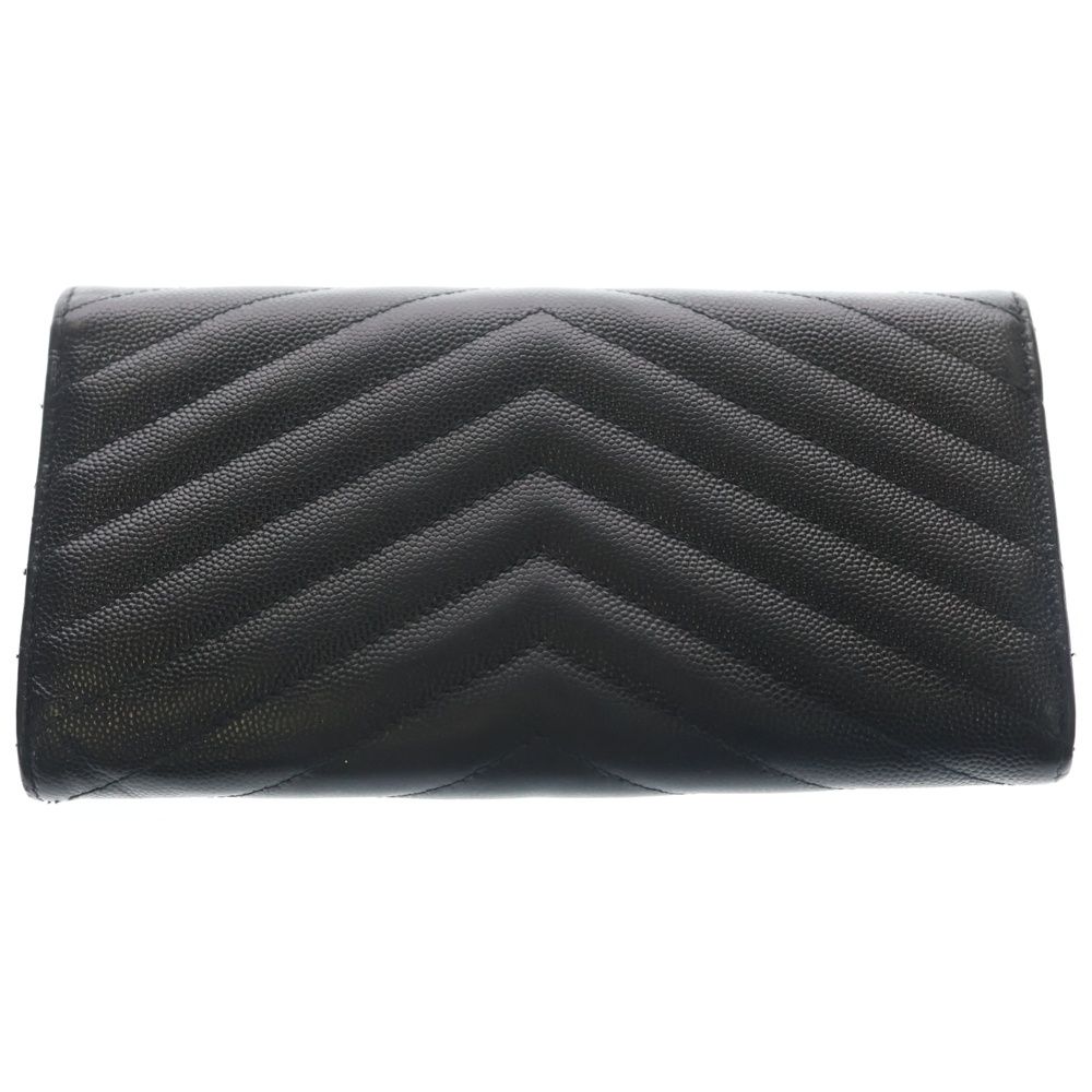 SAINT LAURENT PARIS (サンローランパリ) カサンドラ サンローラン マトラッセ ラージ フラップウォレット 財布 ブラック/シルバー 372264