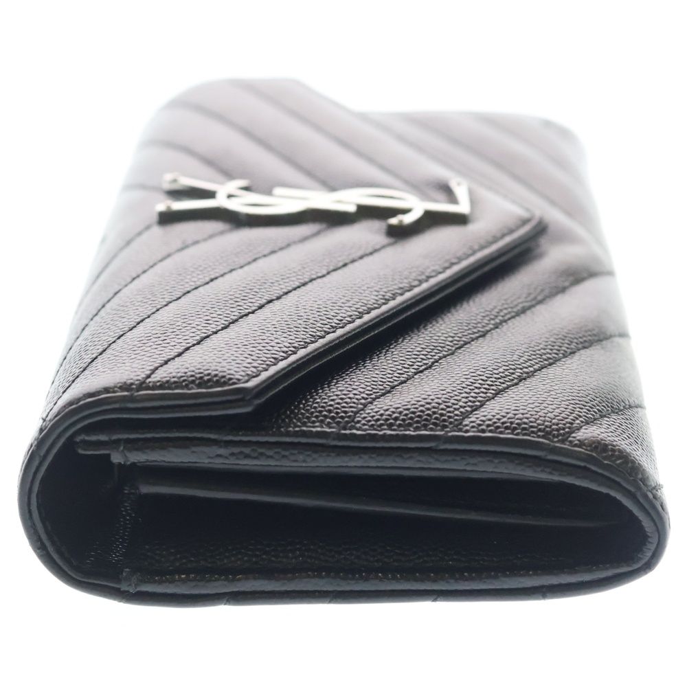 SAINT LAURENT PARIS (サンローランパリ) カサンドラ サンローラン マトラッセ ラージ フラップウォレット 財布 ブラック/シルバー 372264