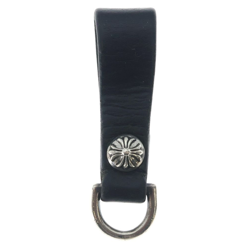CHROME HEARTS (クロムハーツ) BELT LOOP クロスボールボタンレザーベルトループ シルバー/ブラック BCA397