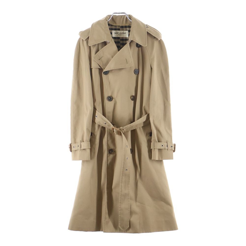SAINT LAURENT PARIS (サンローランパリ) 13AW エディ期 裏地チェック ベルト付トレンチコート ベージュ 316130 YUB39