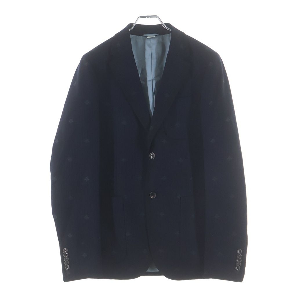GUCCI (グッチ) 総柄 2B シングル テーラードジャケット ネイビー GUCCI (グッチ) 総柄 2B シングル テーラードジャケット ネイビー