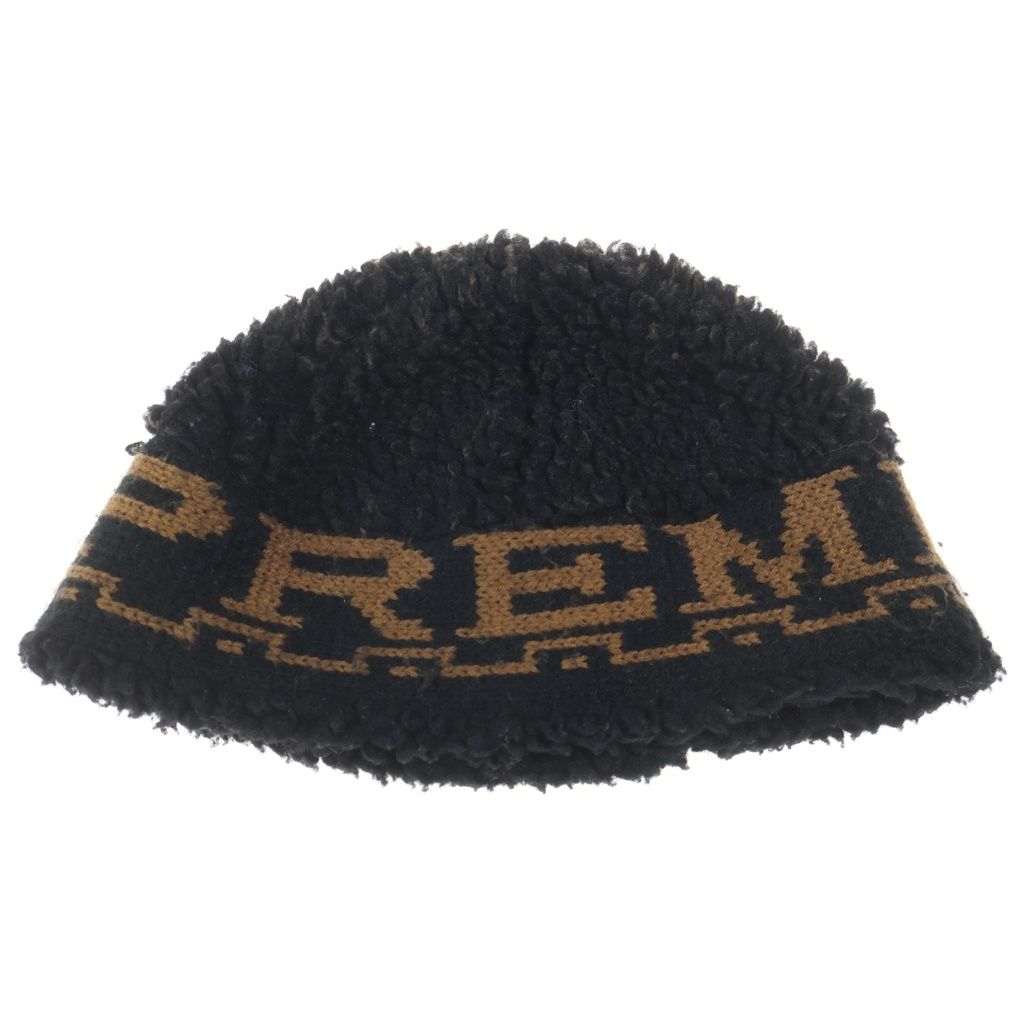 SUPREME (シュプリーム) 23AW Sherpa Logo Beanie シェルパ ロゴ ビーニー ブラック/ブラウン