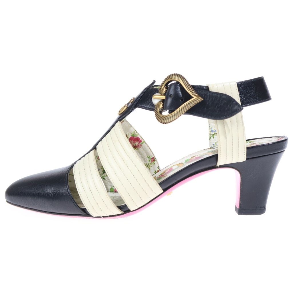 GUCCI (グッチ) ダブルG バックストラップ サンダル シューズ ブラック/ホワイト