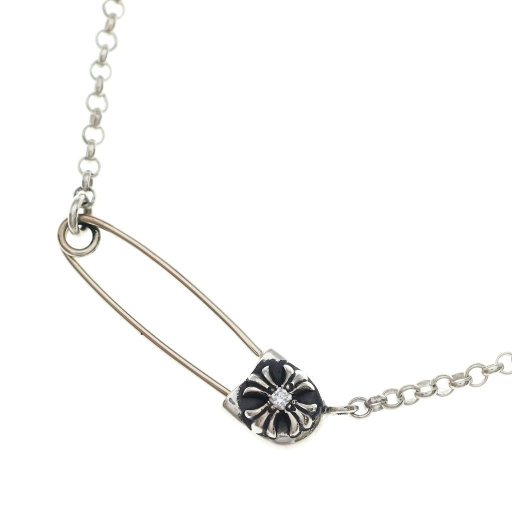 CHROME HEARTS (クロムハーツ) SAFETY PIN R18 1DIAセーフティピンロールチェーン 1ダイヤ ネックレス シルバー 18inch 353,925円