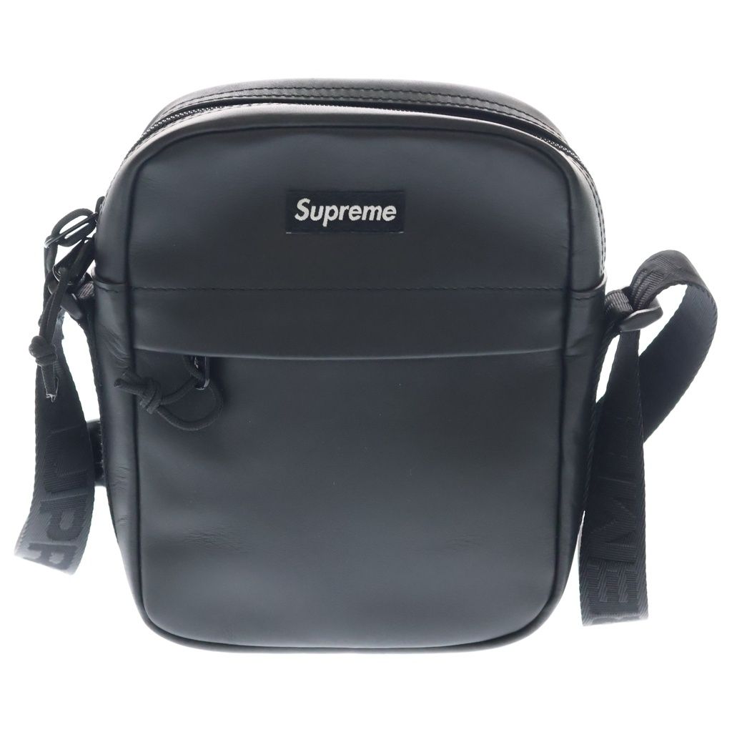 SUPREME (シュプリーム) 23AW Leather Shoulder Bag ボックスロゴ レザーショルダーバッグ ブラック