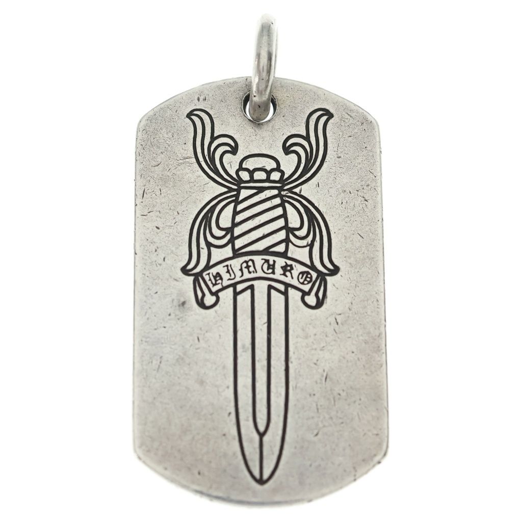 CHROME HEARTS (クロムハーツ) ×氷室京介 ラージドッグタグ ダガーシルバーネックレストップ