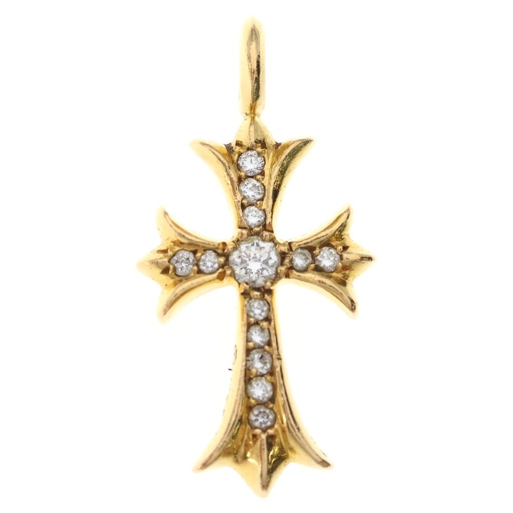 CHROME HEARTS (クロムハーツ) 22K TNY CRSF P/DIA タイニーファットクロス PAVEダイヤ ペンダントトップ ゴールドBCA033