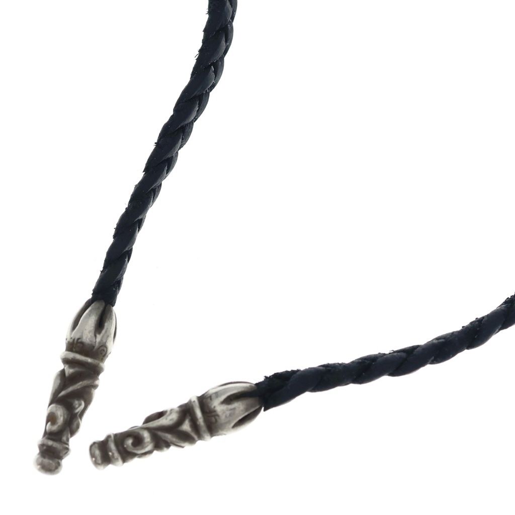 CHROME HEARTS (クロムハーツ) LEATHER BRAID SCROLL ネックレス レザーブレイドネックレス ブラック/シルバー BCA377